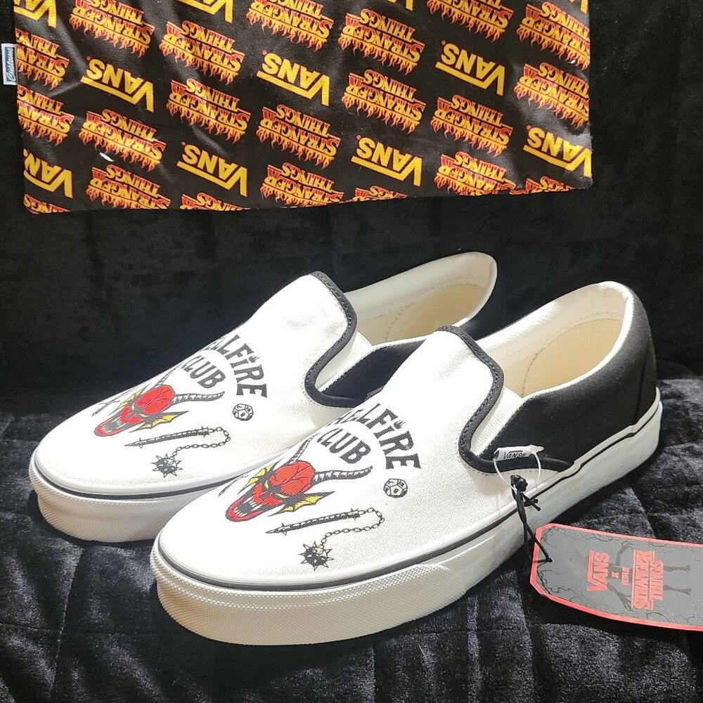 VANS x Stranger Things Classic Slip-on Limited Addition  **Hell Fire Custom Prin